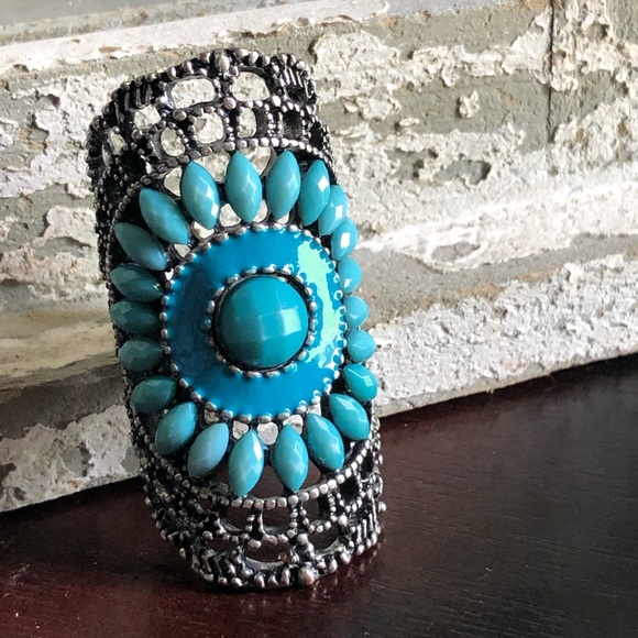 Large turquoise & silver ring💫 - Picture 1 of 6